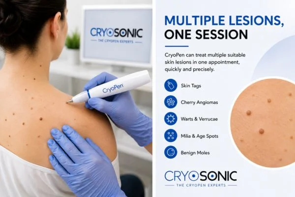 multiple lesions can be treated at once with cryopen treatment is fast and effective